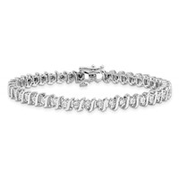 Sterling Silver Rhodium-plated Diam. Fancy Bracelet view 3
