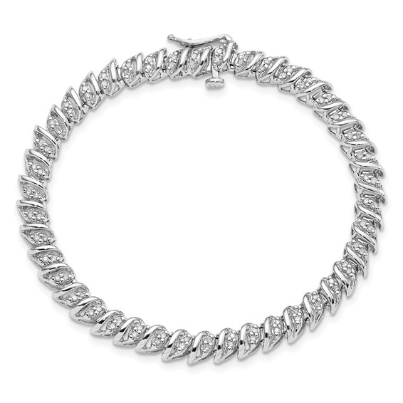Sterling Silver Rhodium Plated Diamond Bracelet