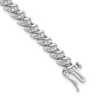 Sterling Silver Rhodium Plated Diamond Bracelet view 1