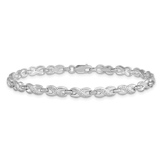 Sterling Silver Rhodium-plated Diam. Bracelet