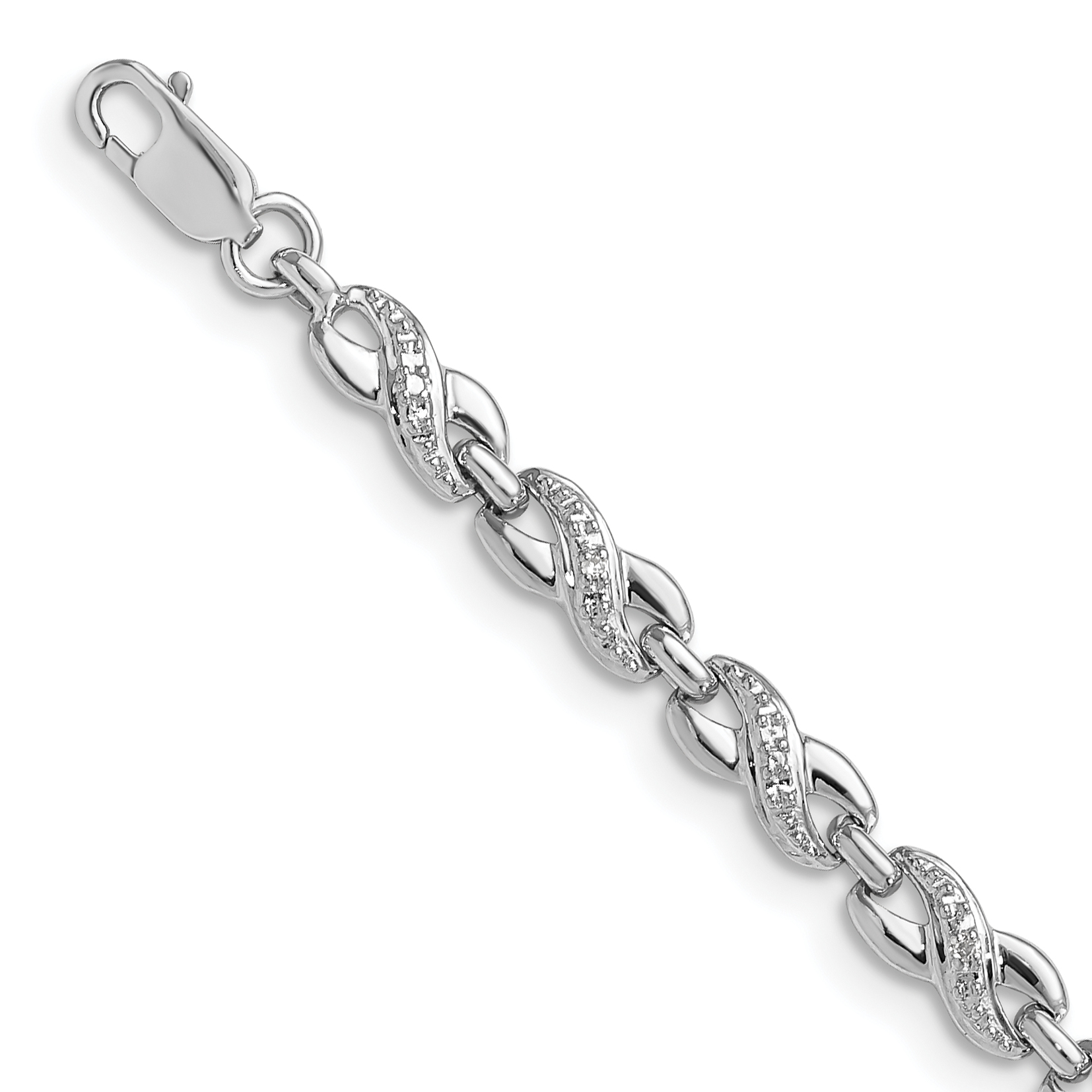 Sterling Silver Rhodium-plated Diam. Bracelet (QDX1137)