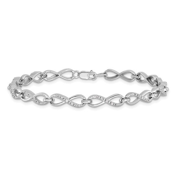Sterling Silver Rhodium-plated Diam. Bracelet