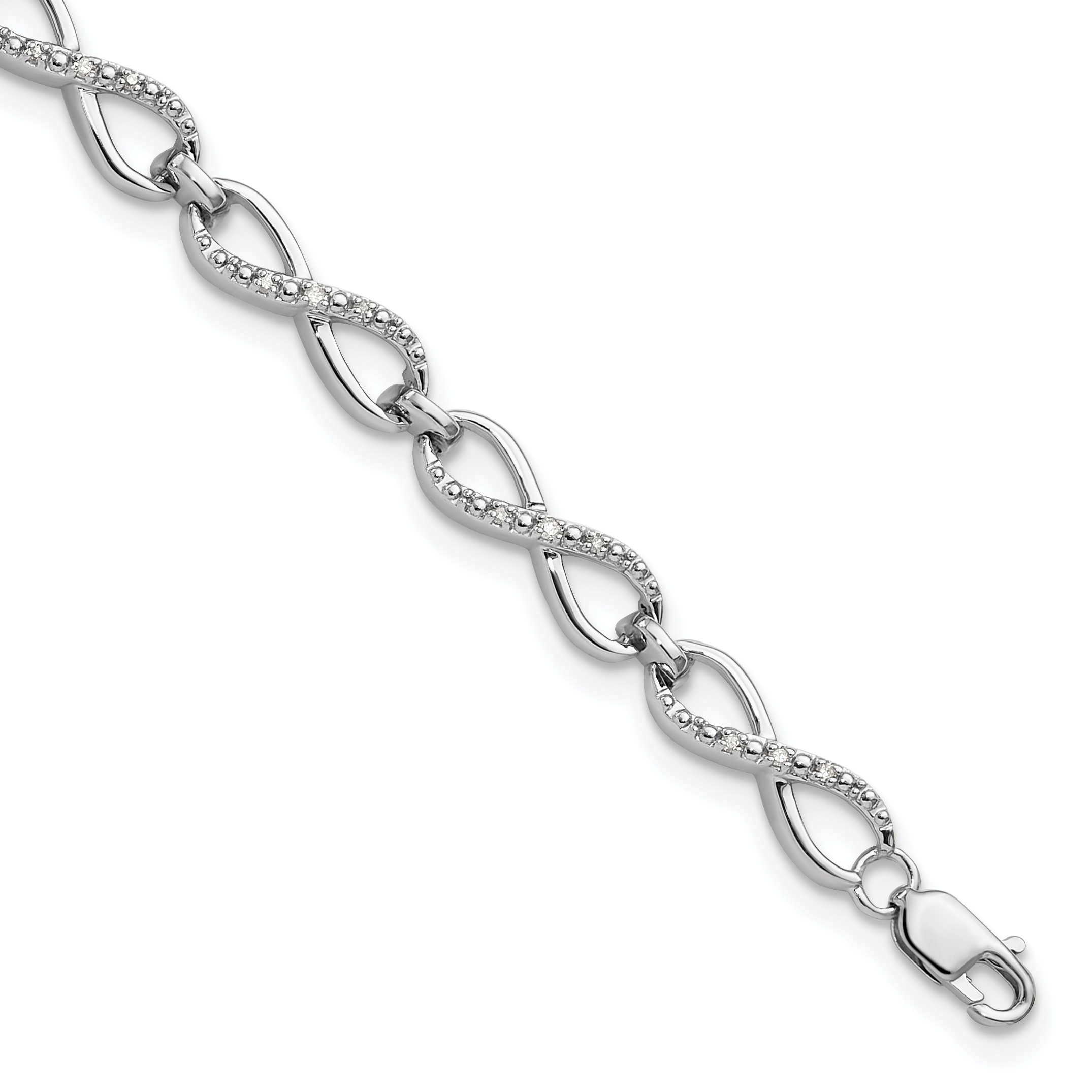 Sterling Silver Rhodium-plated Diam. Bracelet (QDX1140)