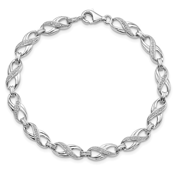Sterling Silver Rhodium-plated Diam. Bracelet