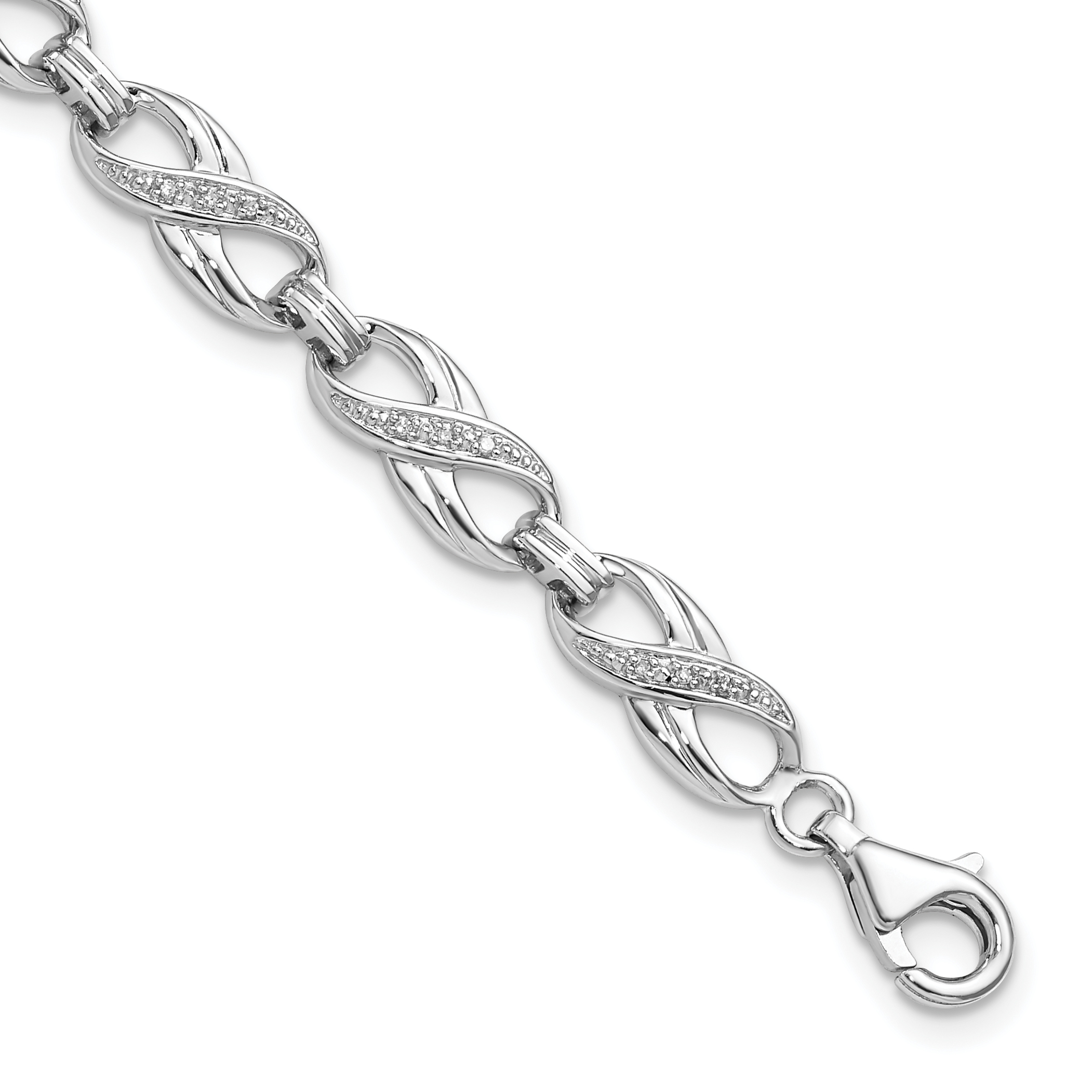 Sterling Silver Rhodium-plated Diam. Bracelet (QDX1143)