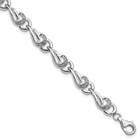 Sterling Silver Rhodium-plated Diam. Bracelet view 1