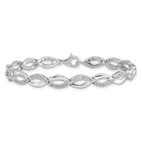 Sterling Silver Rhodium-plated Diam. Bracelet view 3
