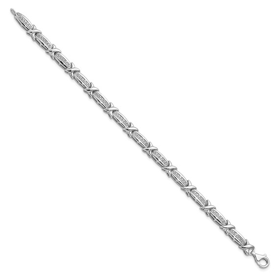 Sterling Silver Rhodium-plated Diam. Bracelet