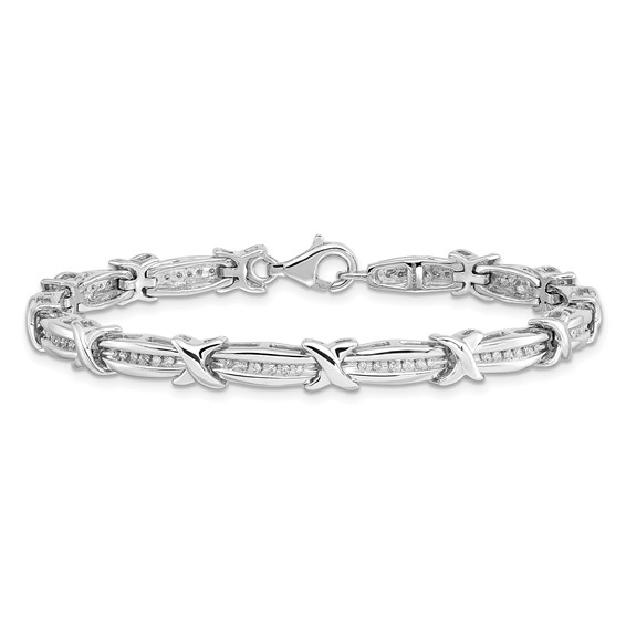 Sterling Silver Rhodium-plated Diam. Bracelet