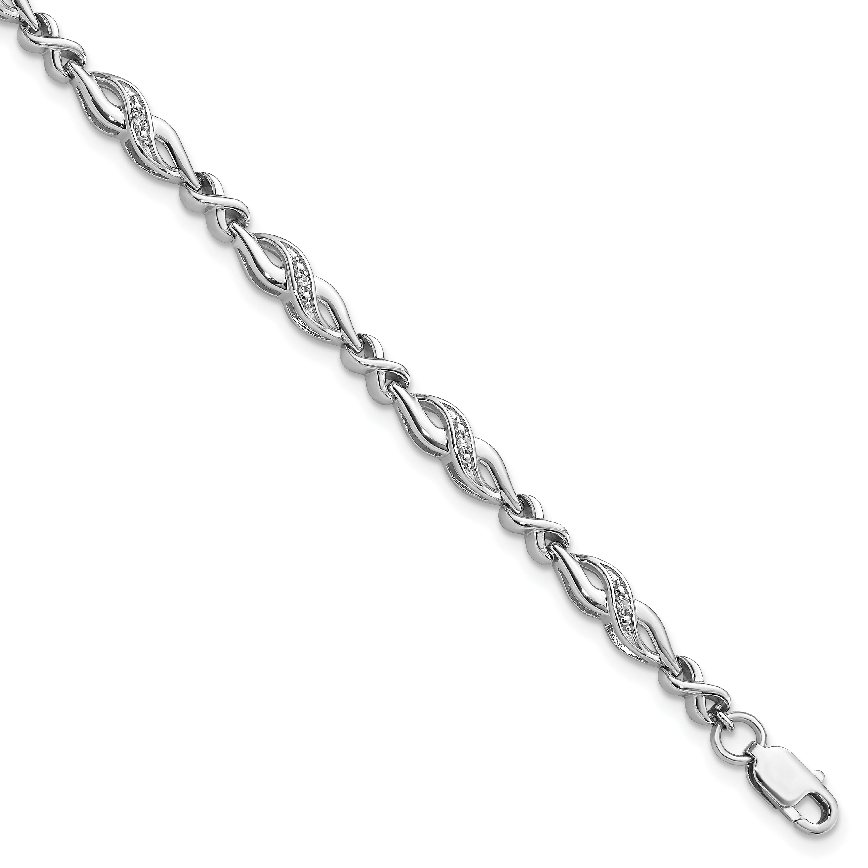 Sterling Silver Rhodium-plated Diam. Bracelet (QDX1167)