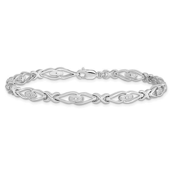 Sterling Silver Rhodium-plated Diam. Bracelet