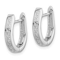 Sterling Silver Rhodium Diamond Hinged Hoop Earrings view 2