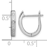 Sterling Silver Rhodium Diamond Hinged Hoop Earrings view 4