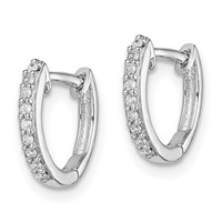 Sterling Silver Rhodium Diam. Huggie Earrings view 2