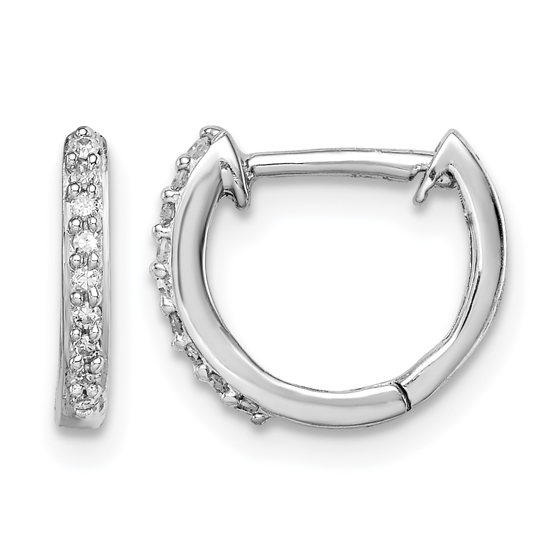 Sterling Silver Rhodium Diam. Huggie Earrings (QDX119)