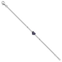 Sterling Silver Rhodium Diam. & Sapphire Heart Bracelet view 2