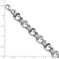 White Night Sterling Silver Rhodium-plated Black and White Diamond Heart Bracelet, 7.5" view 4