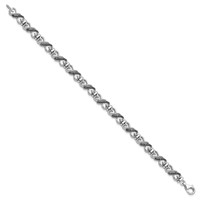 White Night Sterling Silver Rhodium-plated Black and White Diamond Infinity Heart Bracelet, 7.5" view 2