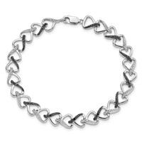 White Night Sterling Silver Rhodium-plated Black and White Diamond Bracelet, 7.5" view 4