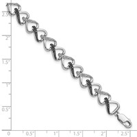 White Night Sterling Silver Rhodium-plated Black and White Diamond Bracelet, 7.5" view 3