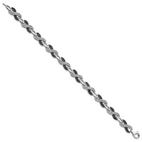 White Night Sterling Silver Rhodium-plated Black and White Diamond Bracelet, 7.5" view 2