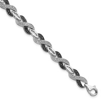 White Night Sterling Silver Rhodium-plated Black and White Diamond Bracelet, 7.5" view 1