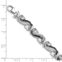 White Night Sterling Silver Rhodium-plated Black and White Diamond Bracelet, 7.5" view 4
