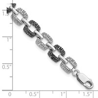White Night Sterling Silver Rhodium-plated Black and White Diamond Bracelet, 7.5" view 3