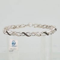 White Night Sterling Silver Rhodium-plated Black and White Diamond Bracelet - 7.5in view 3