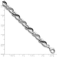 White Night Sterling Silver Rhodium-plated Black and White Diamond Bracelet - 7.5in view 5