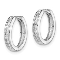 Sterling Silver Rhodium Diam. Huggie Earrings view 2