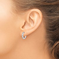 Sterling Silver Rhodium Diam. Huggie Earrings view 3