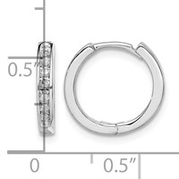 Sterling Silver Rhodium Diam. Huggie Earrings view 4