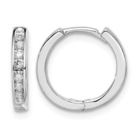 Sterling Silver Rhodium Diam. Huggie Earrings view 1
