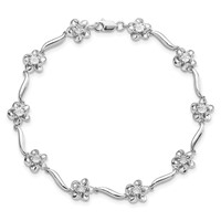 Sterling Silver Rhodium-plated Floral Diamond Bracelet view 4