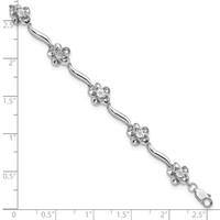 Sterling Silver Rhodium-plated Floral Diamond Bracelet view 3