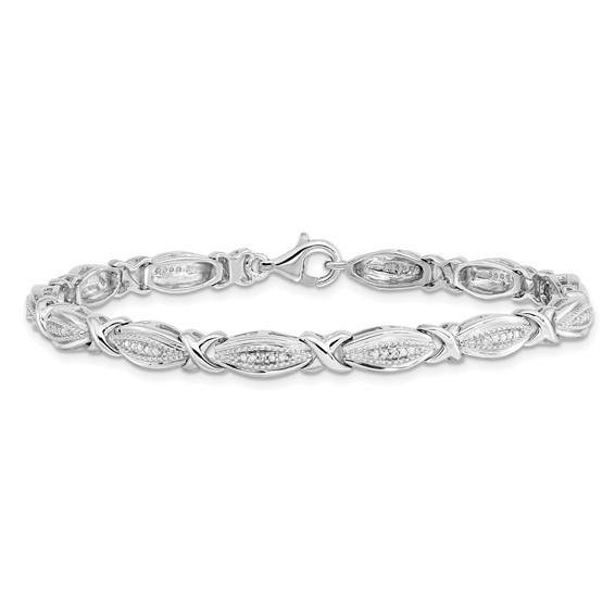 Sterling Silver Rhodium-plated Diamond Bracelet