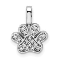 Sterling Silver Rhod 0.15ct Blk & White Dia. Reversible Pawprint Pendant view 1