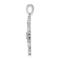 Sterling Silver Rhodium Diam. SnowFlake Pendant view 2