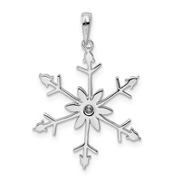 Sterling Silver Rhodium Diam. SnowFlake Pendant view 3