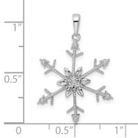 Sterling Silver Rhodium Diam. SnowFlake Pendant view 4