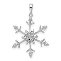 Sterling Silver Rhodium Diam. SnowFlake Pendant view 1