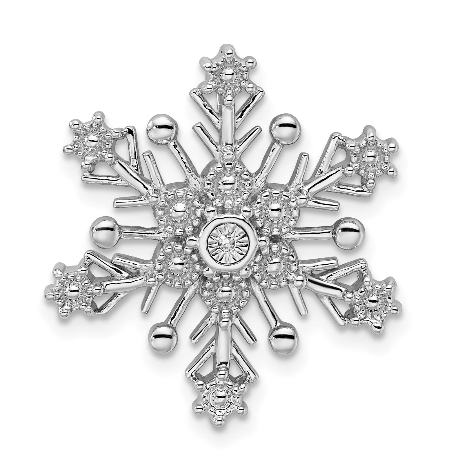 Sterling Silver Rhodium Diam. Snowflake Chain Slide (QDX1268)