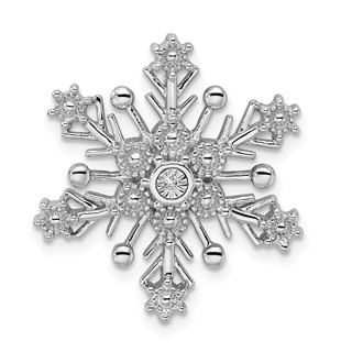 Sterling Silver Rhodium Diam. Snowflake Chain Slide
