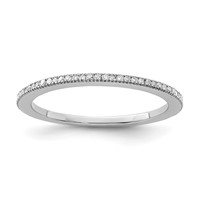 Sterling Silver Rhodium Plated Diamond Band view 1