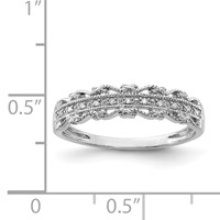 Sterling Silver Rhodium Plated Diamond Band view 4