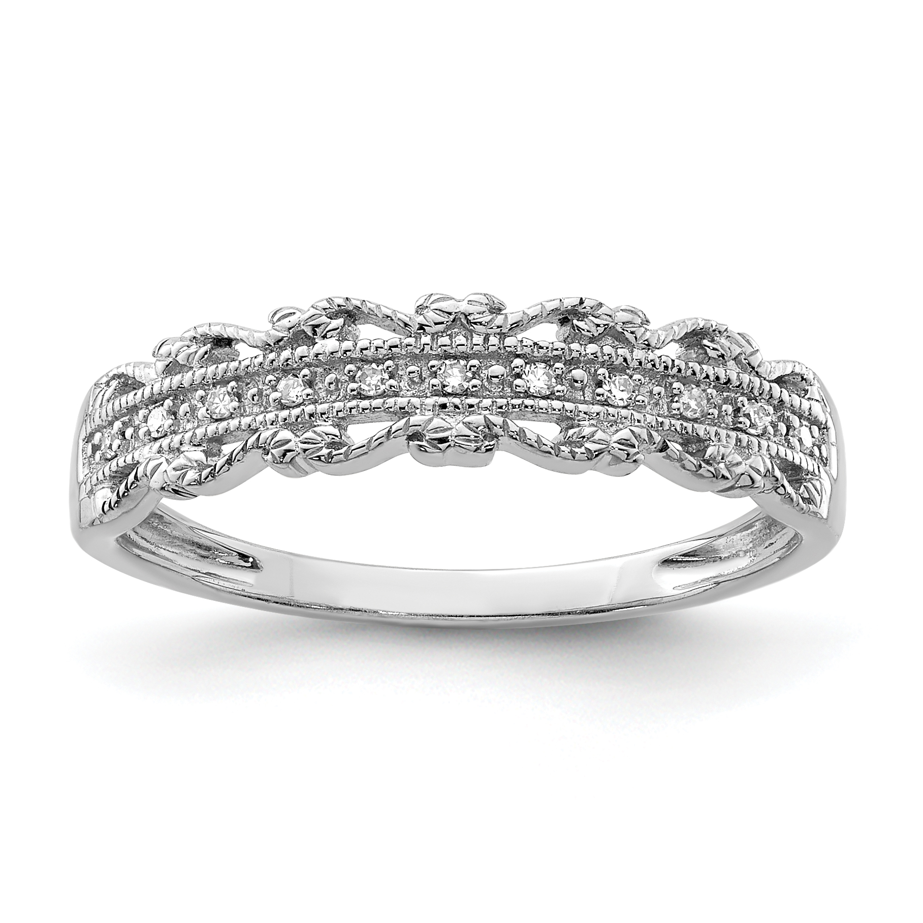 Sterling Silver Rhodium Plated Diamond Band (QDX140-8)