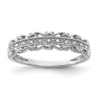 Sterling Silver Rhodium Plated Diamond Band view 1
