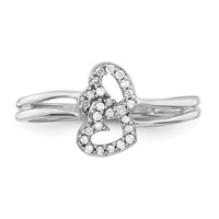 Sterling Silver Rhodium PlatedDiamond Heart Ring view 5