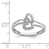 Sterling Silver Rhodium PlatedDiamond Heart Ring view 4